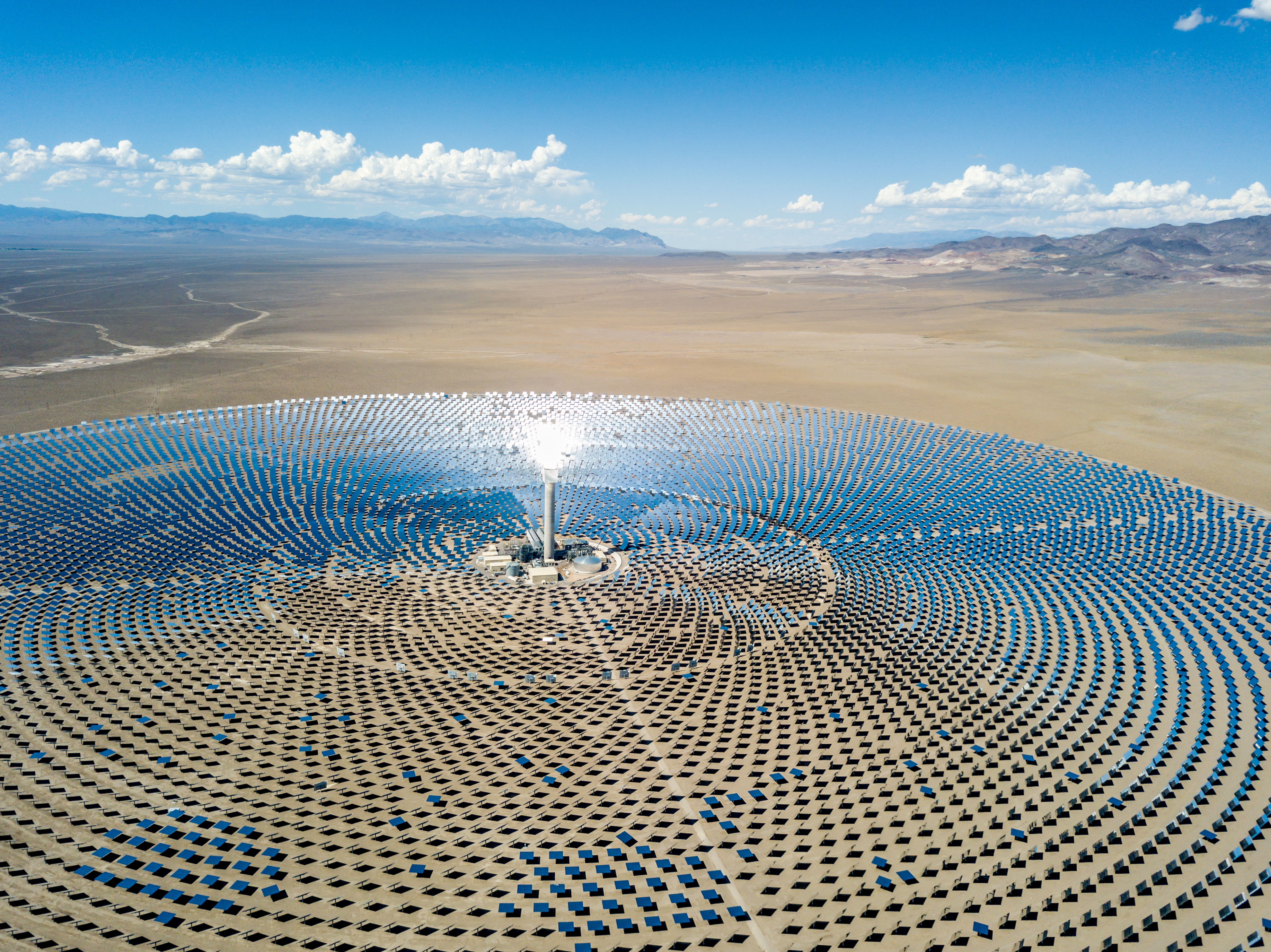 Aerial View Solar Thermal Power Plant Station