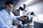 FUCHS laboratory technician at work with a microscope