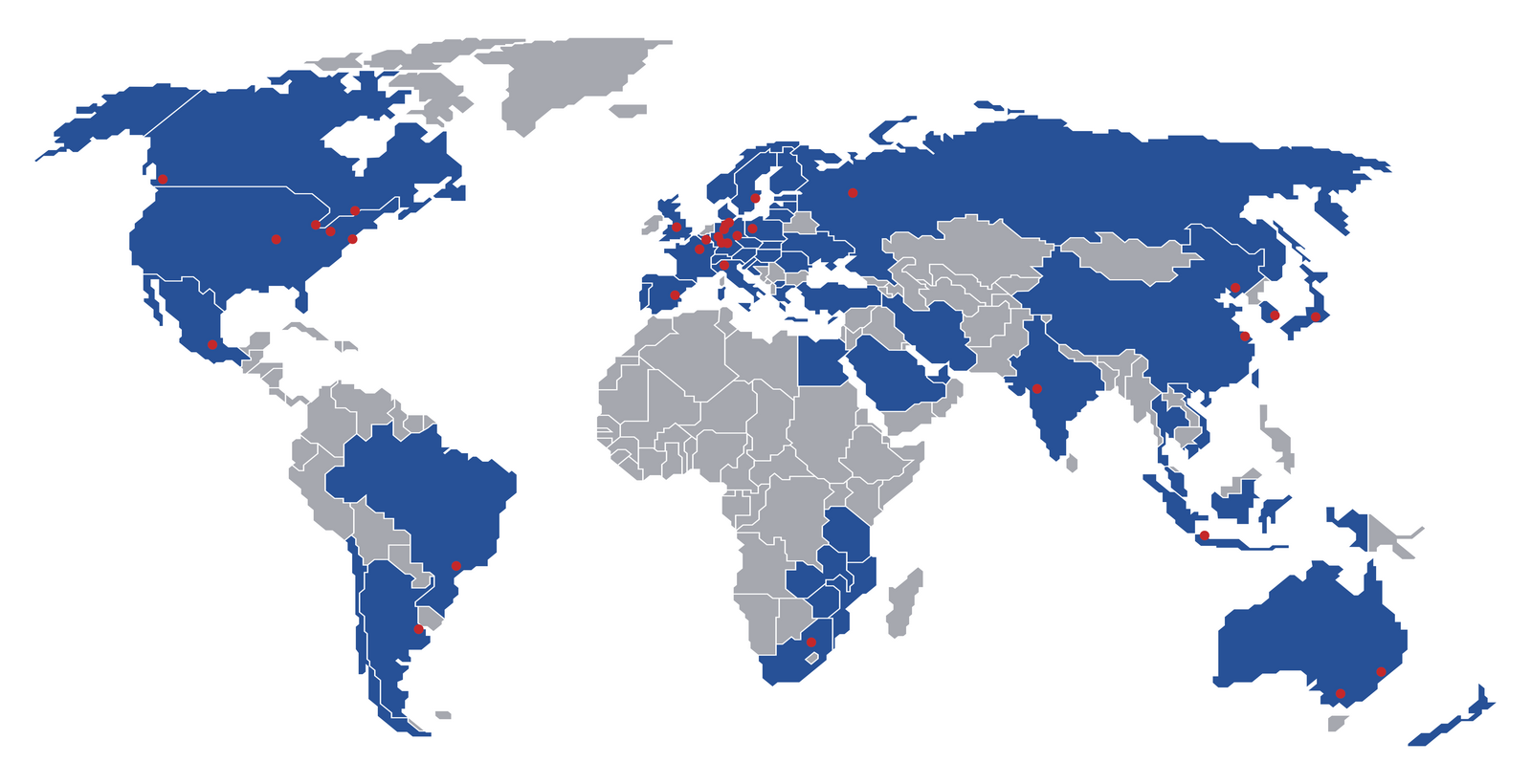 Weltkarte mit FUCHS Standorten