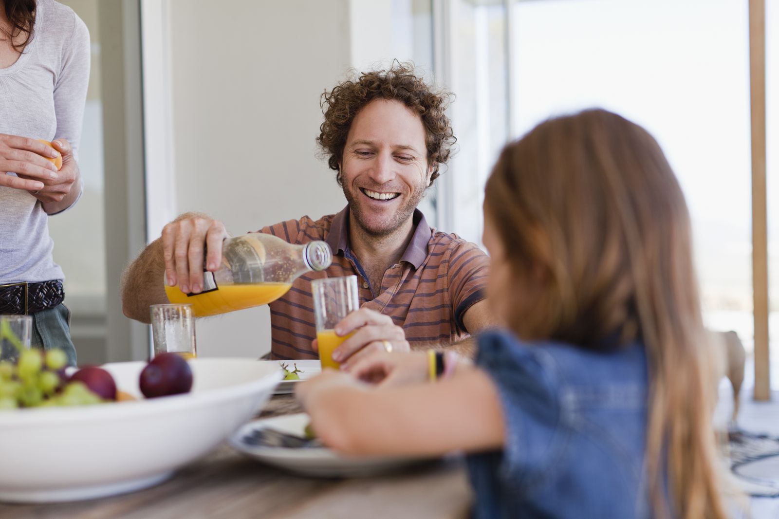 Family having breakfast together