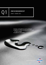 Cover des Zwischenberichtes Q1 2012 der FUCHS PETROLUB SE