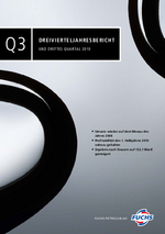 Cover des Zwischenberichtes Q3 2010 der FUCHS PETROLUB SE