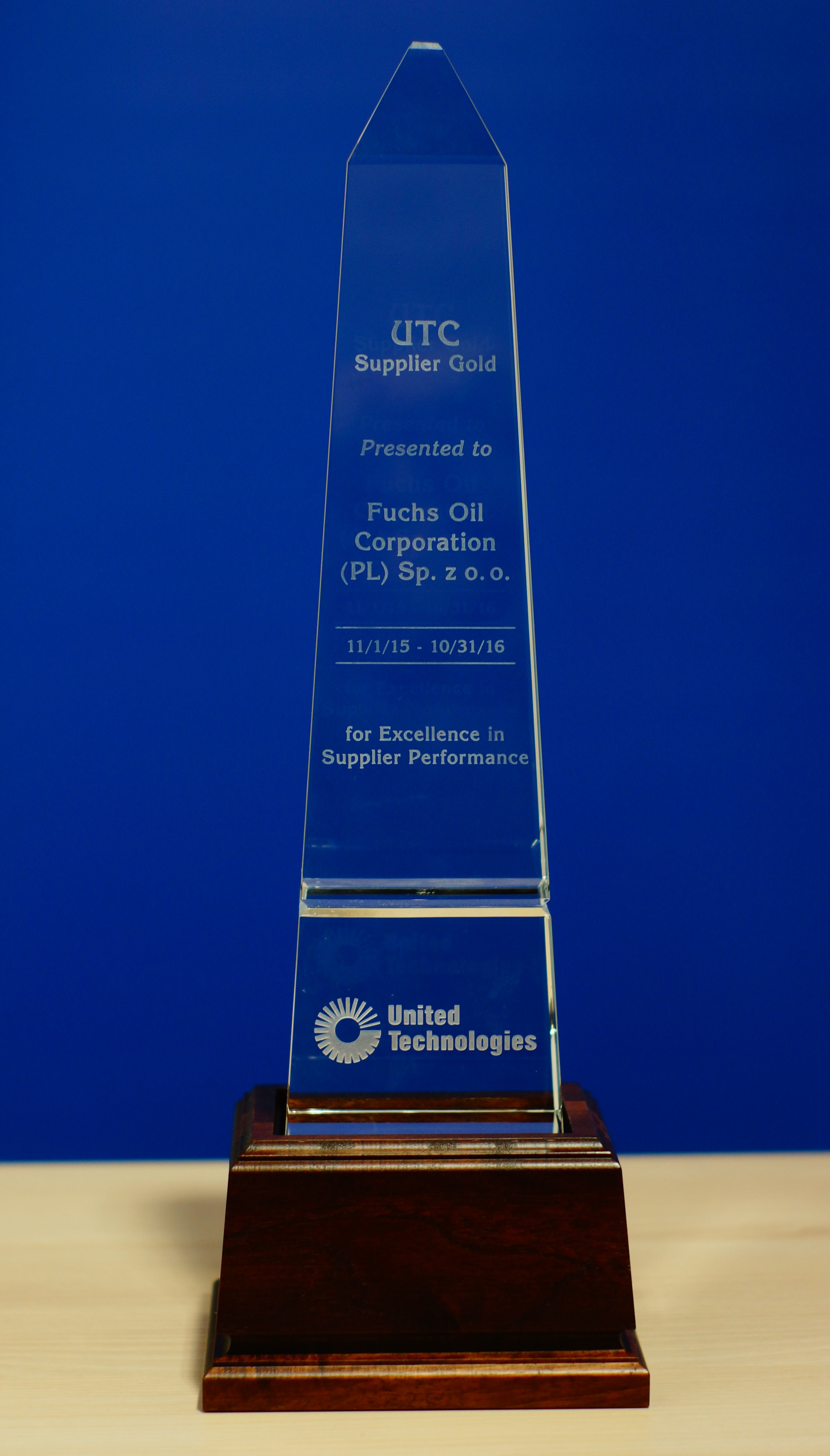 Nagroda UTC Technologies dla FUCHS w Polsce Nagroda UTC Technologies dla FUCHS w Polsce