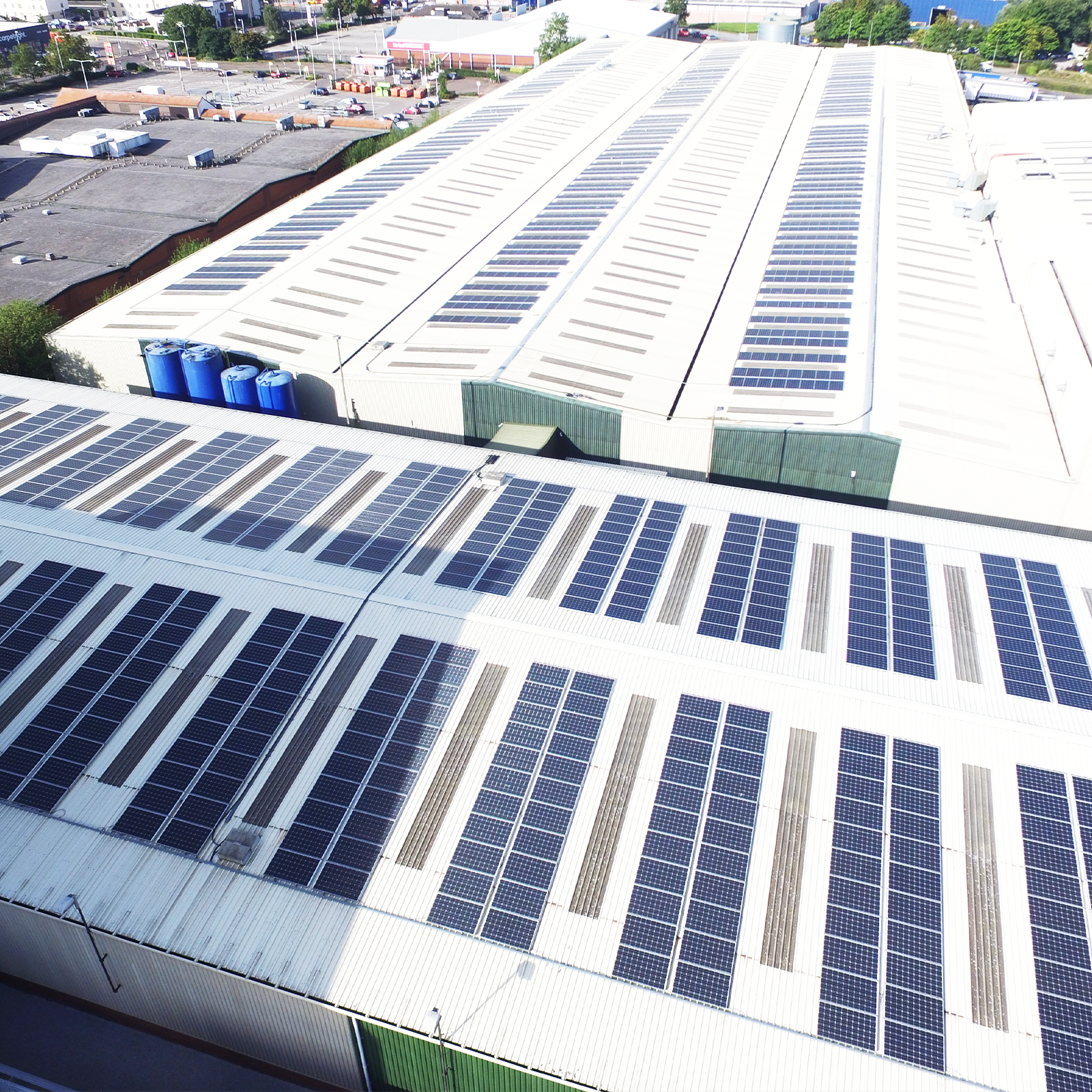 FUCHS UK lubricant manufacturing plant roof showing solar panels